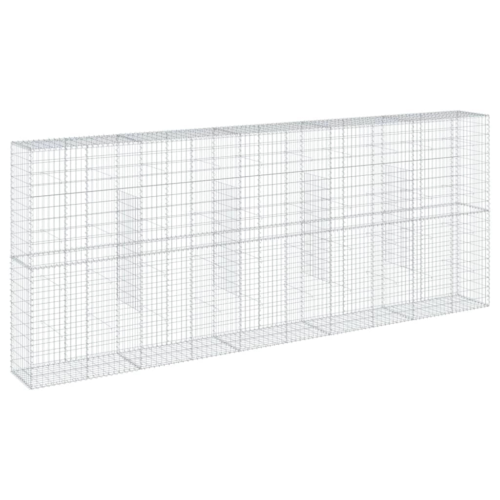 Gabbione recinto a gabbia muro di contenimento con coperchio 500 x 50 x 200 cm ferro zincato argento 02_0040175