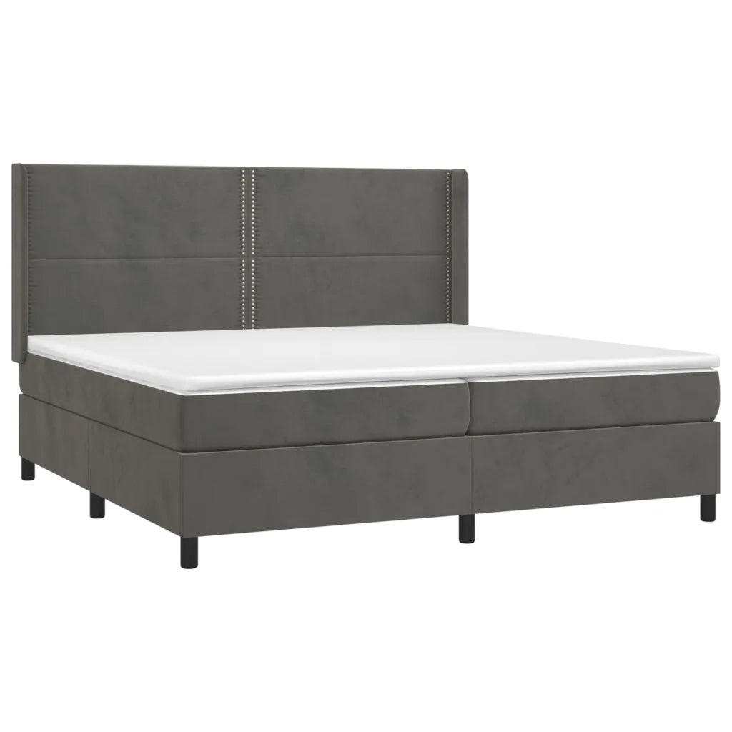 Letto a Molle con Materasso e LED Grigio Scuro 200x200 cm 3139524