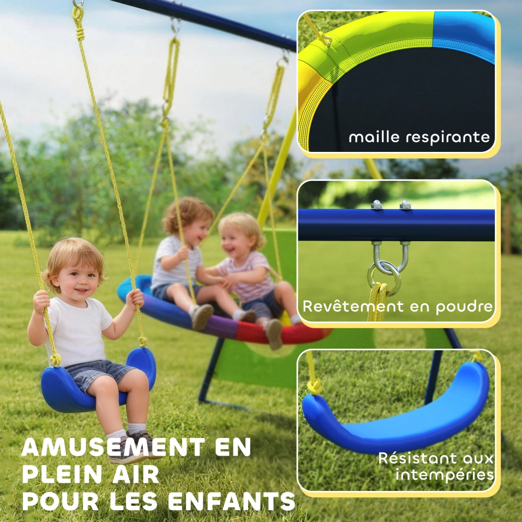 Altalena Giardino Bambini 4 in 1 con Nido e Canestro ¨C Zephmum ¨C Multicolore