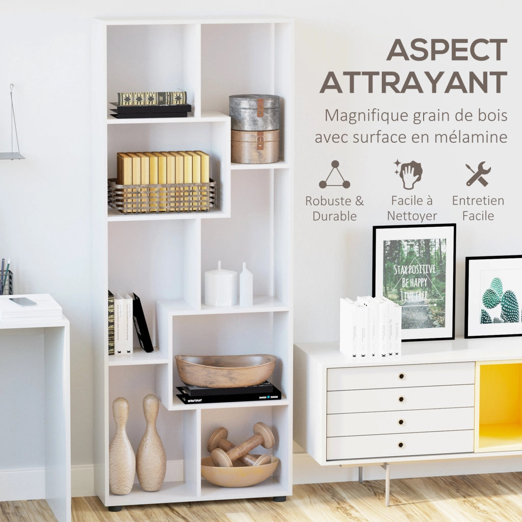 Libreria design zig zag moderno ¨C zephmum ¨C bianco truciolato 70x24x178