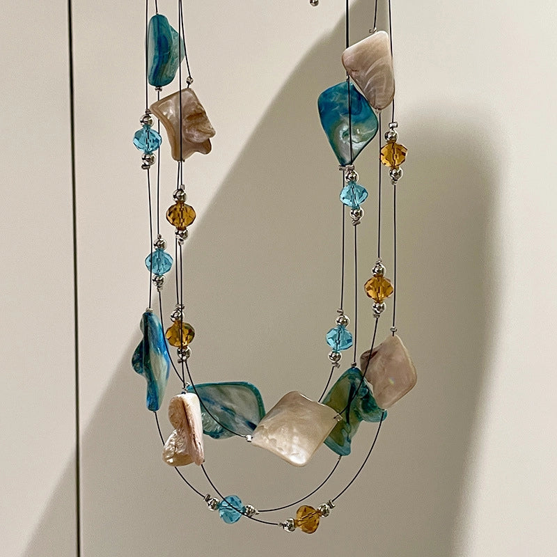 Collana di perline di conchiglia di cristallo dalla forma irregolare