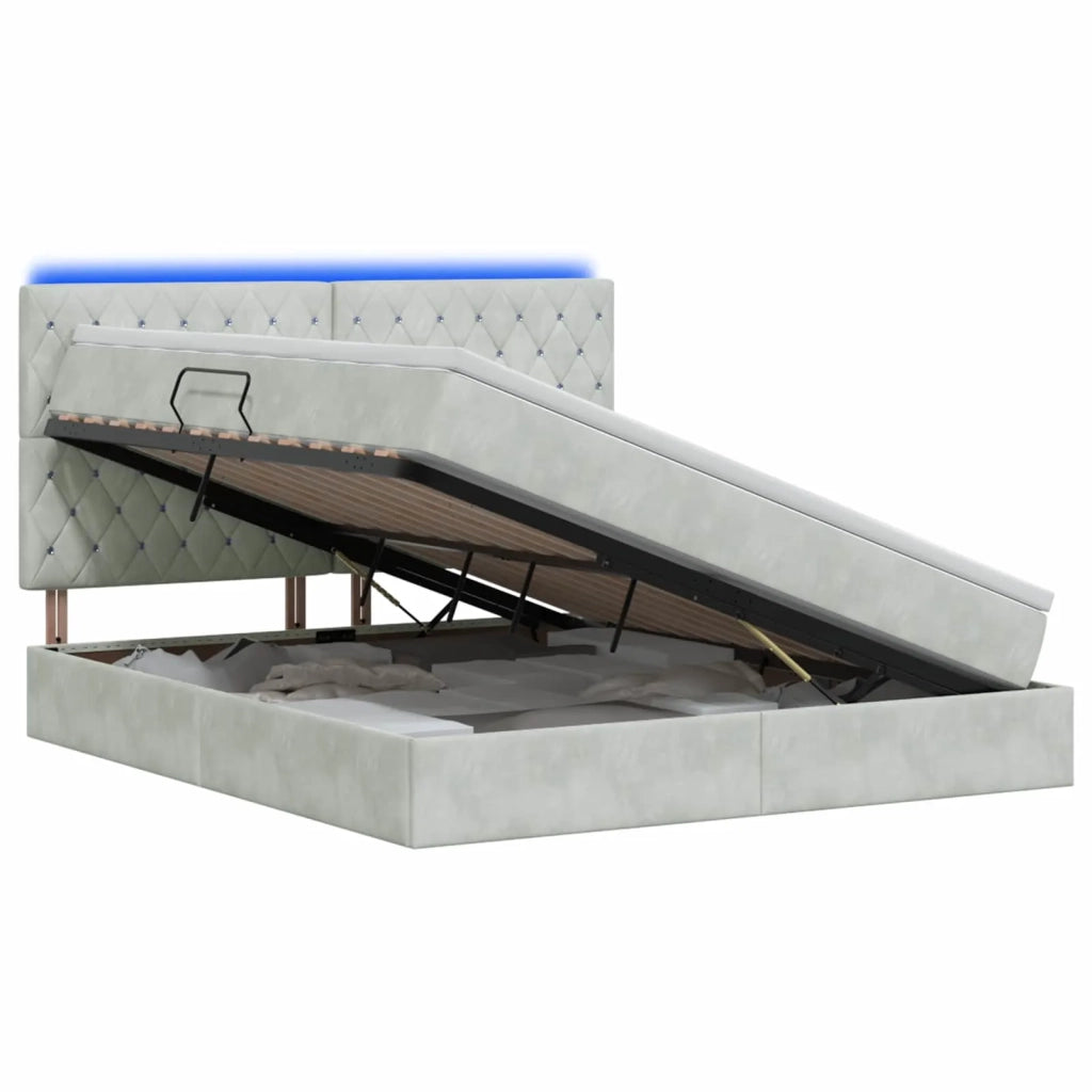 Letto con contenitore LED e materasso Grigio Chiaro 3460086