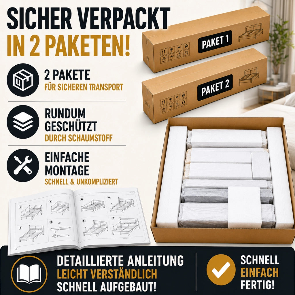 DESMIU Letto singolo 90 × 200 cm con USB, LED regolabile, vano contenitore e telecomando, senza materasso, in PU nero