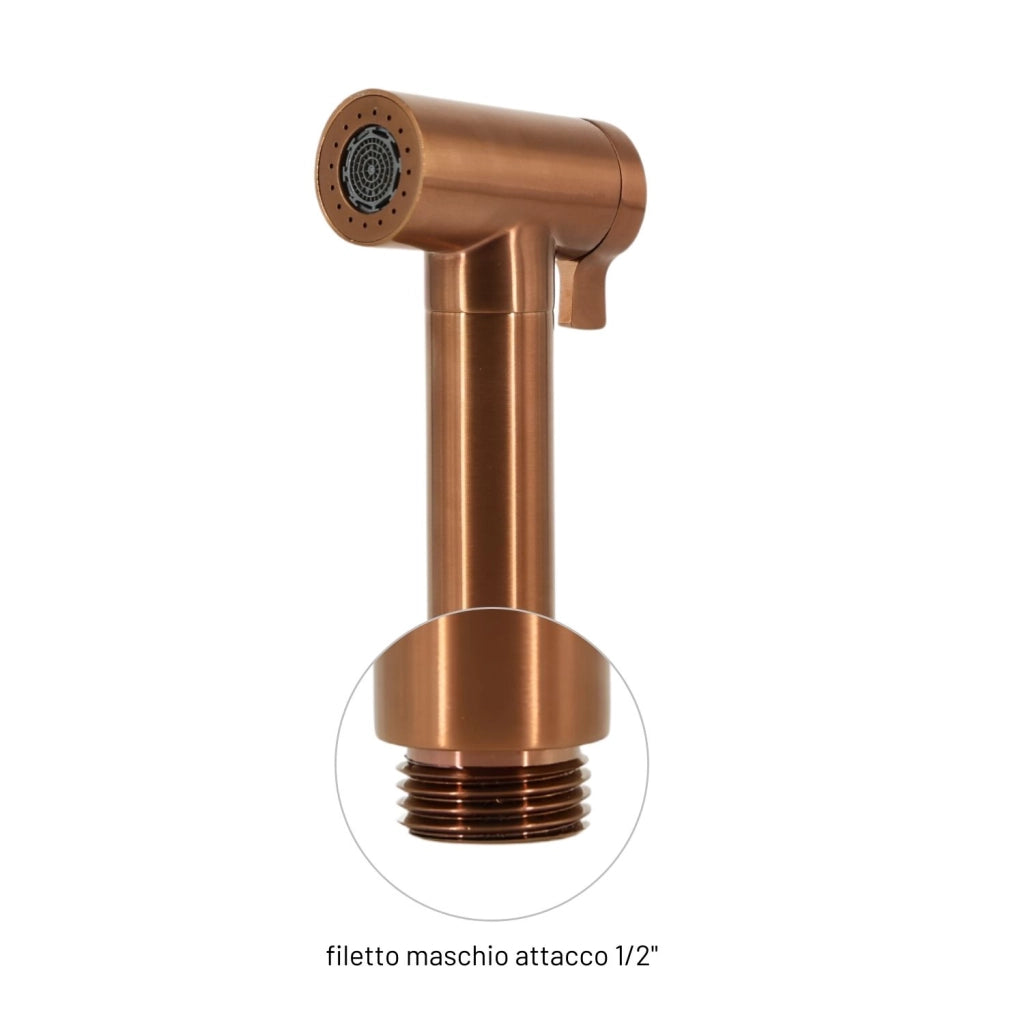 Idroscopino wc doccetta ottone portatile shutoff monogetto con leva ogomondo kit *** finitura- oro rosa tondo, confez...
