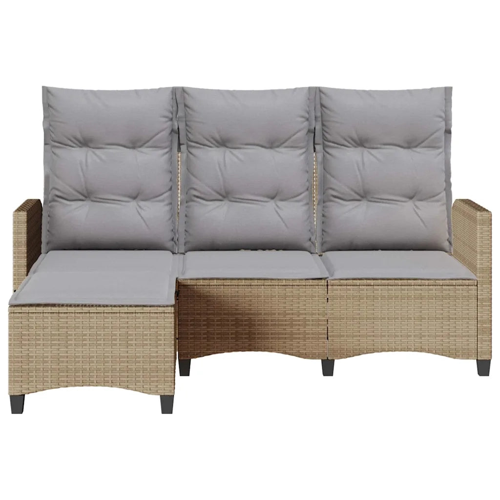 Divano da Giardino Reclinabile con Cuscini a L-Sofa da Giardino Beige Polyrattan 499405