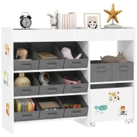 Scaffale per giocattoli e per libri con 11 cesti in tessuto non tessuto 105 x 30 x 80 cm Bianco