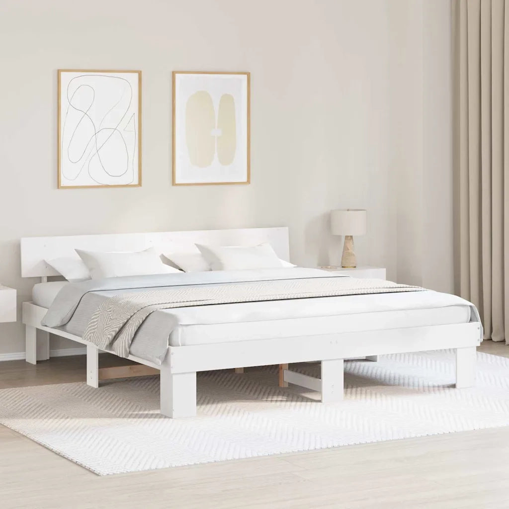 vidaXL Struttura del letto Bianco 200 x 200 cm Legno di pino massello