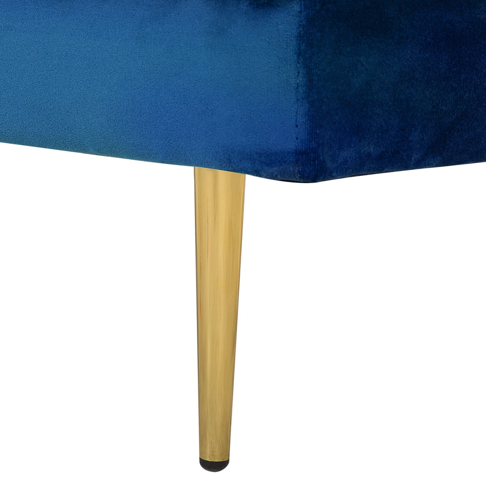Chaise longue Blu Navy Velluto Imbottito Orientamento versione destra Gambe In Metallo Rafforzamento Cuscino Design Moderno
