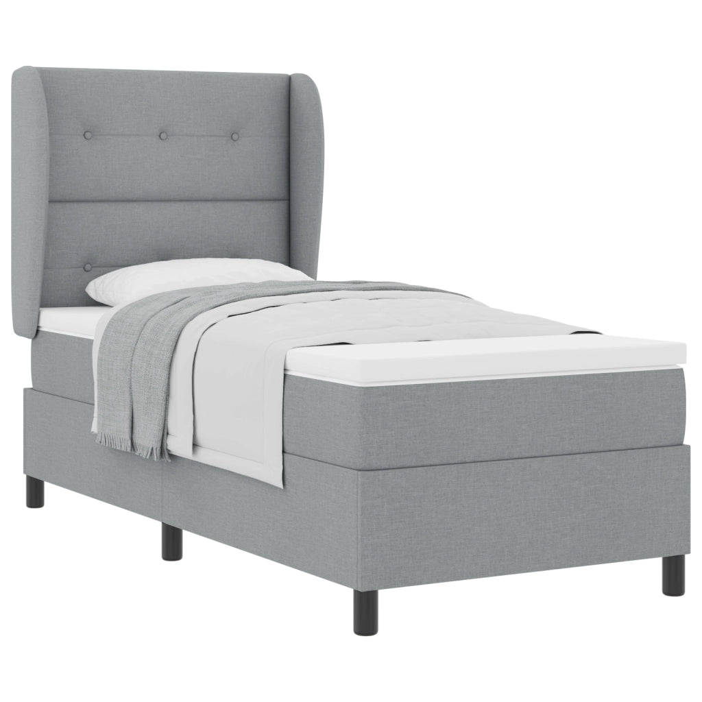 Letto a Molle con Materasso Grigio Chiaro 90x200 cm Tessuto