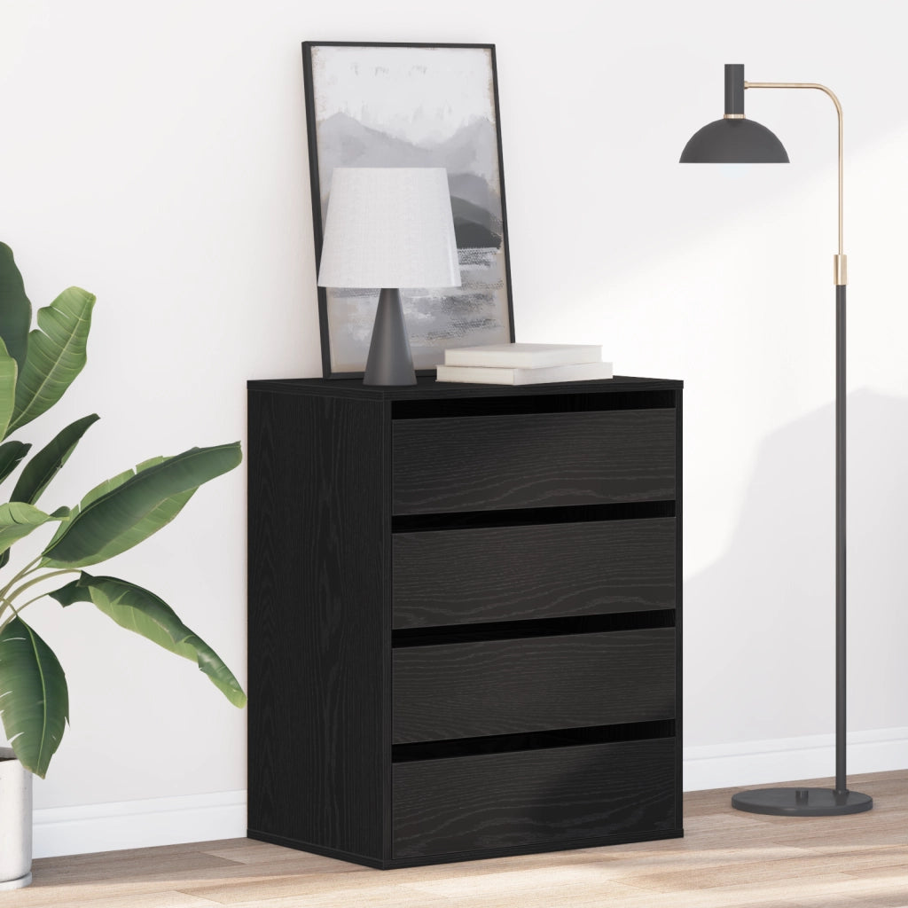 Cassettiera  Nero Rovere 60x41x76 cm Legno ingegnerizzato