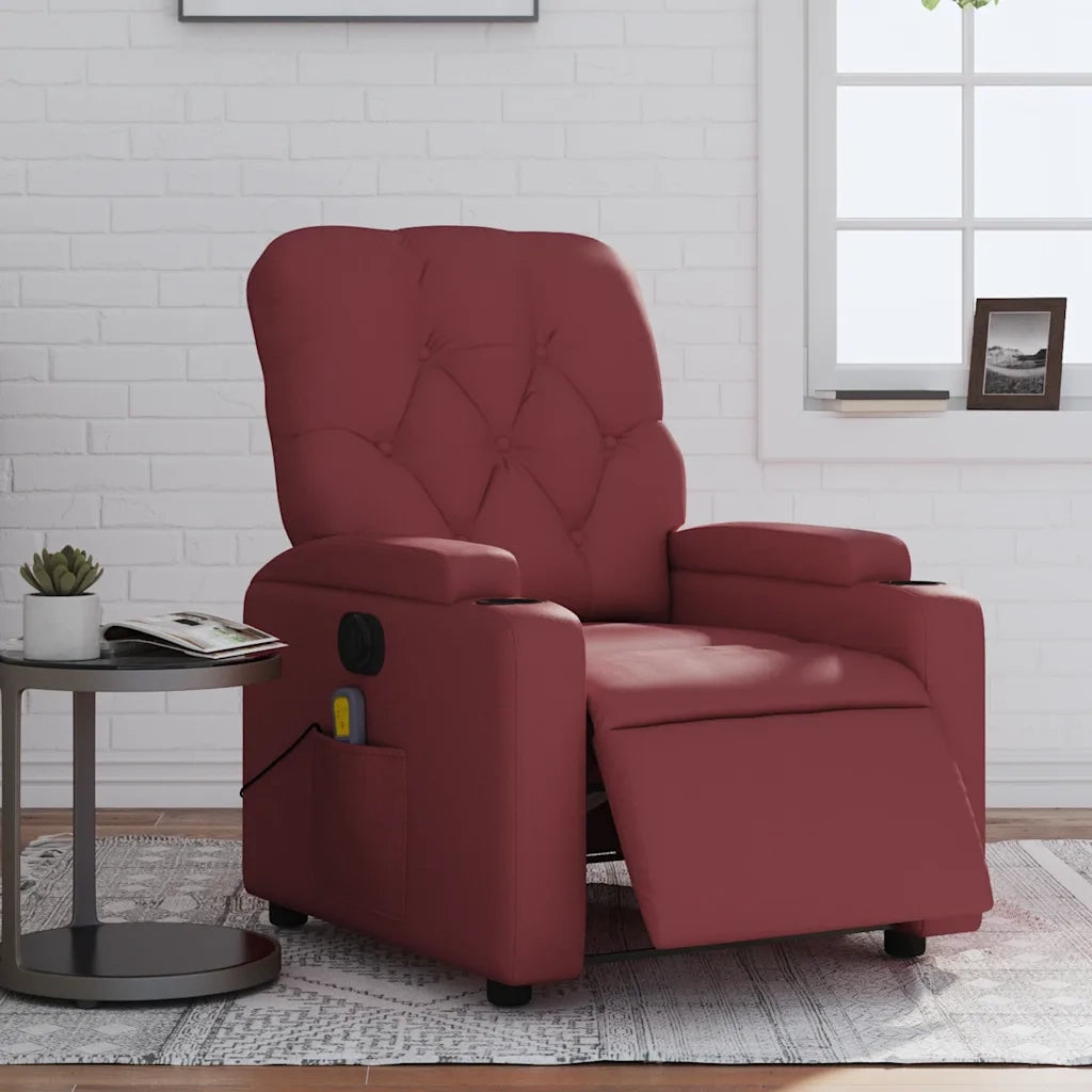 Divano Sedia-Poltrona Massaggiante Reclinabile Rosso Vino in Similpelle 403708