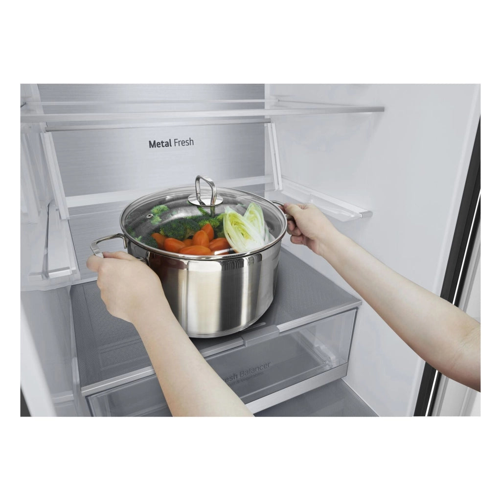 LG GBB72MCVBN Frigorifero combinato, Classe B, 384L, MetalFresh, Wine Rack, No frost, Nero