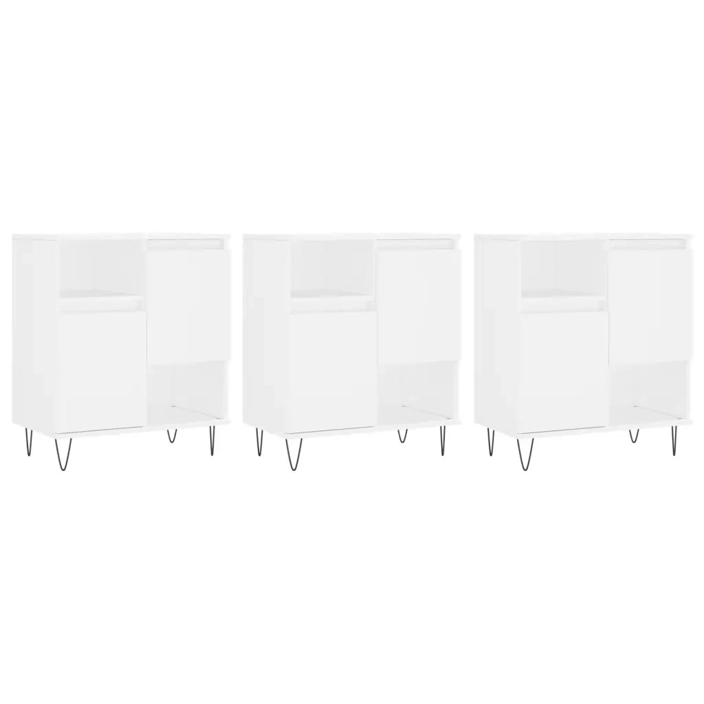 Credenze 3 pz Bianco in Legno Multistrato