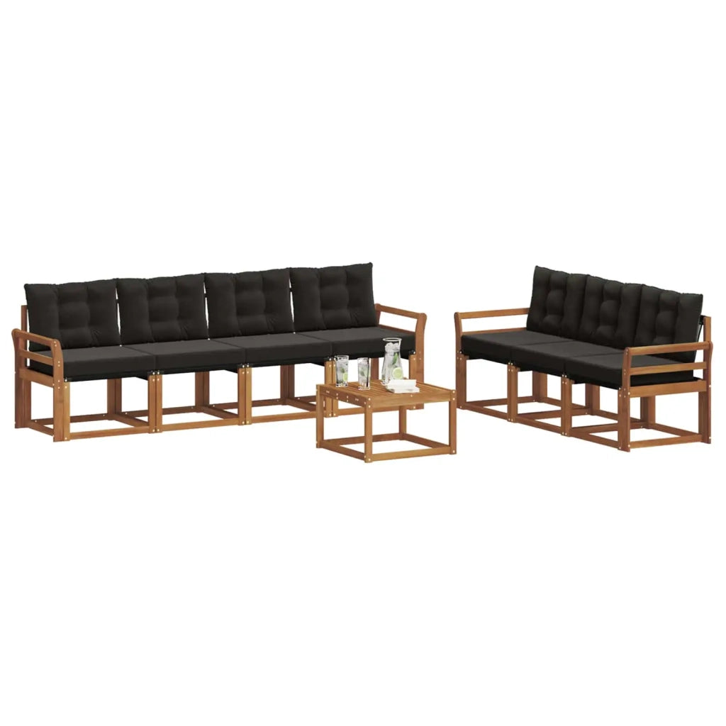 Set di divani da esterno con cuscino 8 pcs Naturale e Nero 3368475
