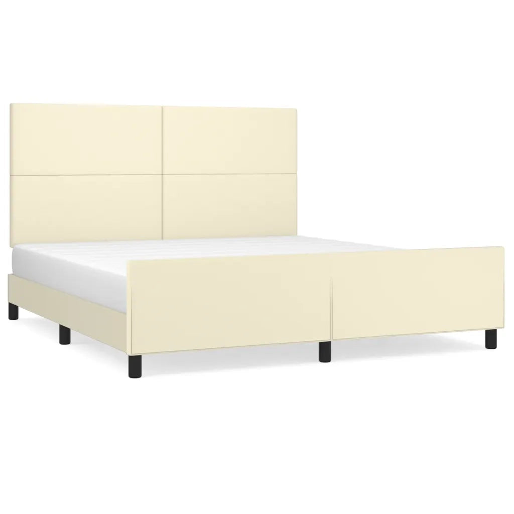 Giroletto con Testiera Crema 160x200 cm in Similpelle
