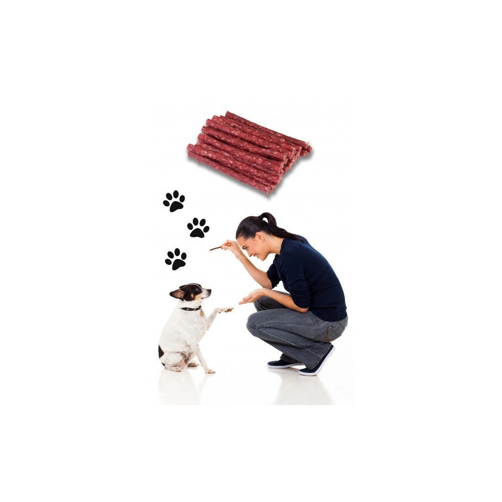 Trade Shop - X 10 Bastoncini Stick Di Carne Essiccata Cani Deliziosi Snacks Premio Animali -