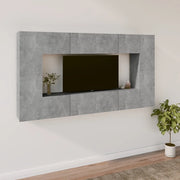 Set Mobili Porta TV 8pz-Set di 8 Credenza per TV Grigio Cemento in Legno Multistrato 562228