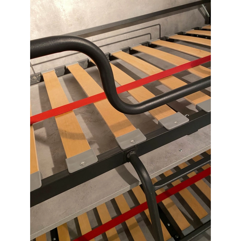 Letto a scomparsa singolo orizzontale Kando Sofà Frassino con materasso - Bianco Frassino