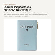 Portafoglio di viaggio con blocco RFID - Portafoglio in pelle - Portamonete di viaggio - Leggero - Blu - 17 x 11 x 2 cm - Portafoglio per documenti di viaggio