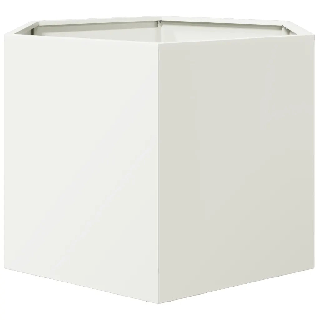 Fioriera da Giardino Bianca Esagono 69x60x45 cm in Acciaio 851123