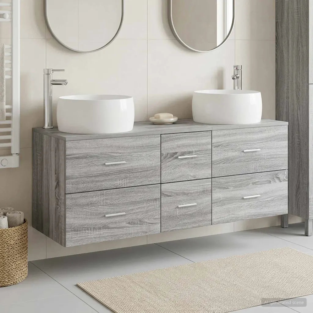 Set di mobili per il bagno 3 pz Sonoma grigio 3405936