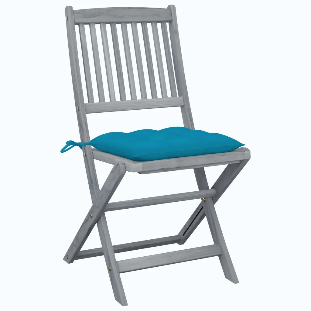 Sedie da Giardino Pieghevoli 2pz con Cuscini in Massello Acacia 3064555