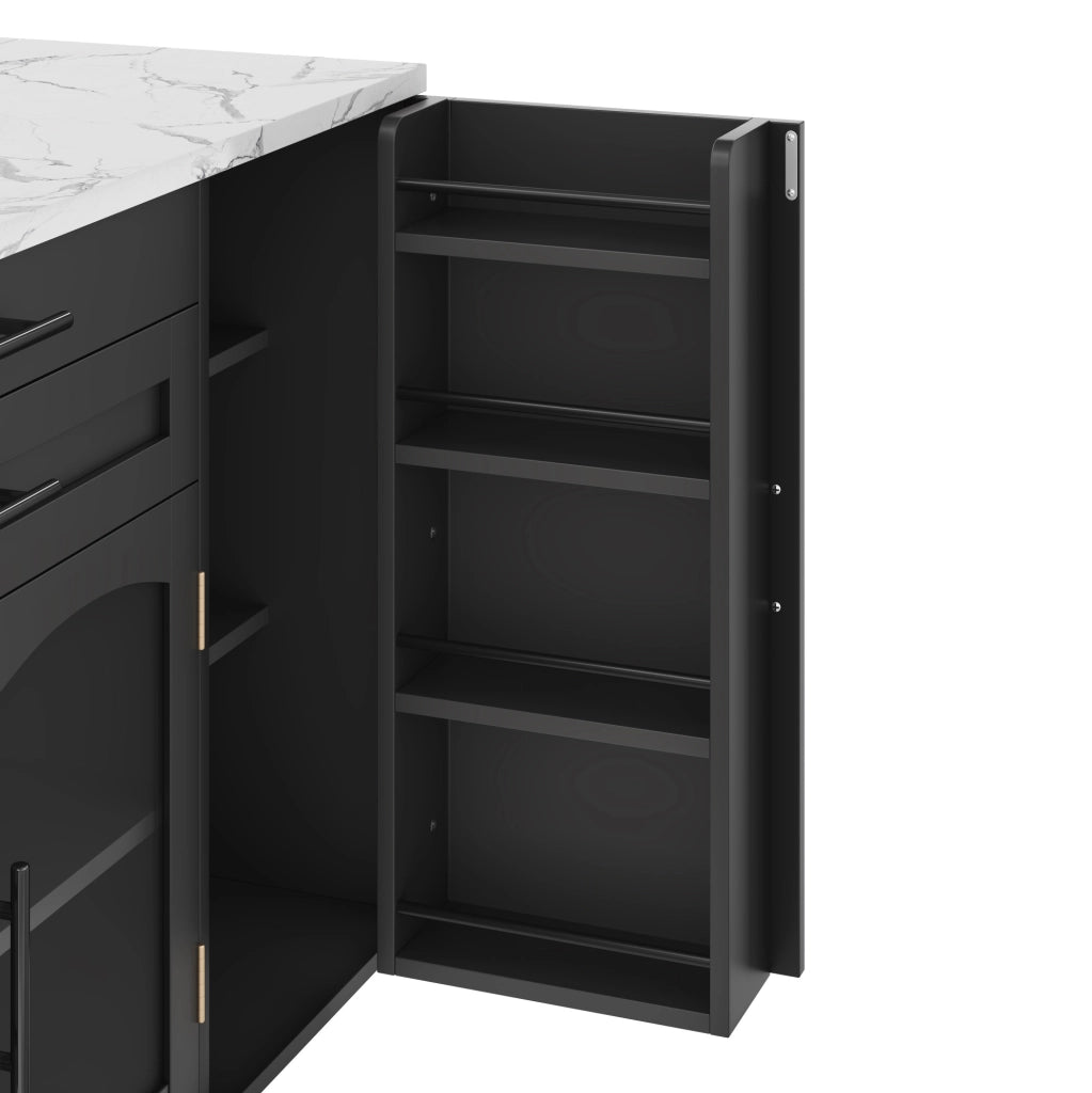 Isola cucina con piano ribaltabile 138x70x90 cm in MDF nero