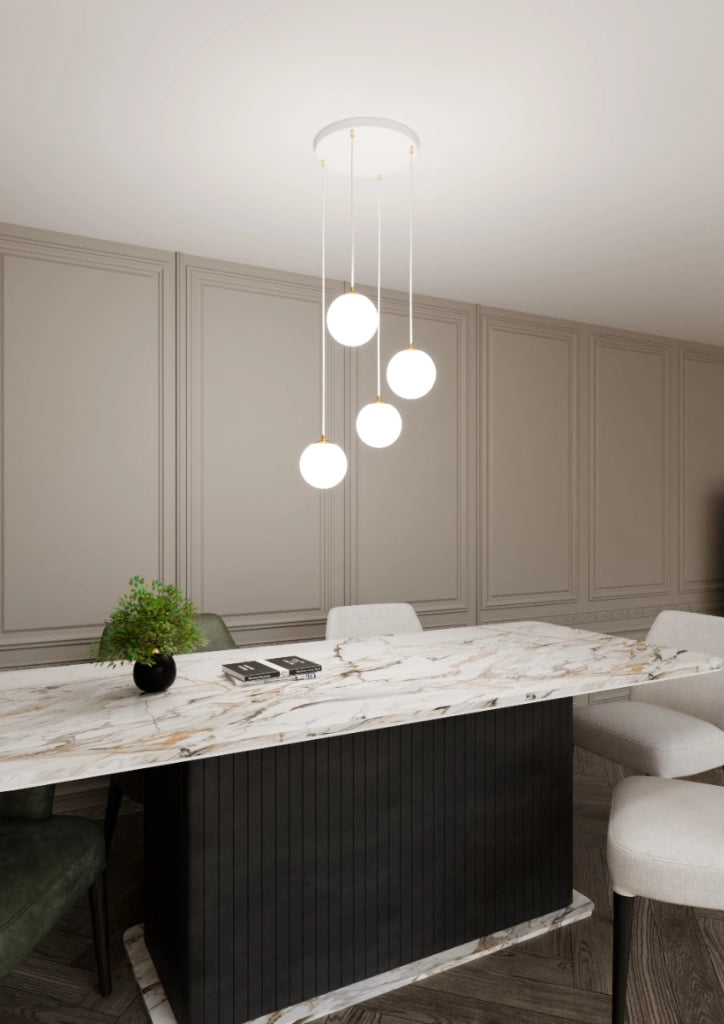 Lampadario Emibig Royal 4, 4xE14 bianco oro vetro