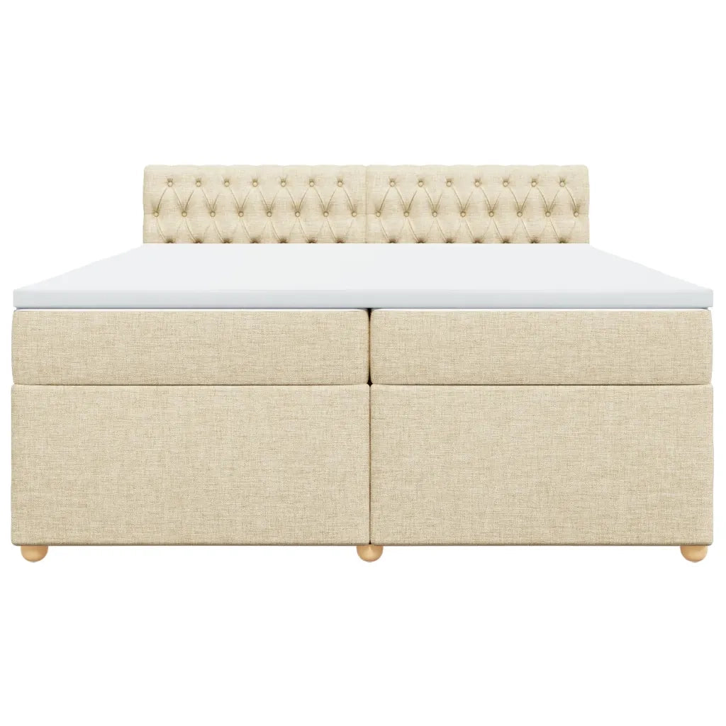 Giroletto a Molle con Materasso Crema 200x200 cm in Tessuto