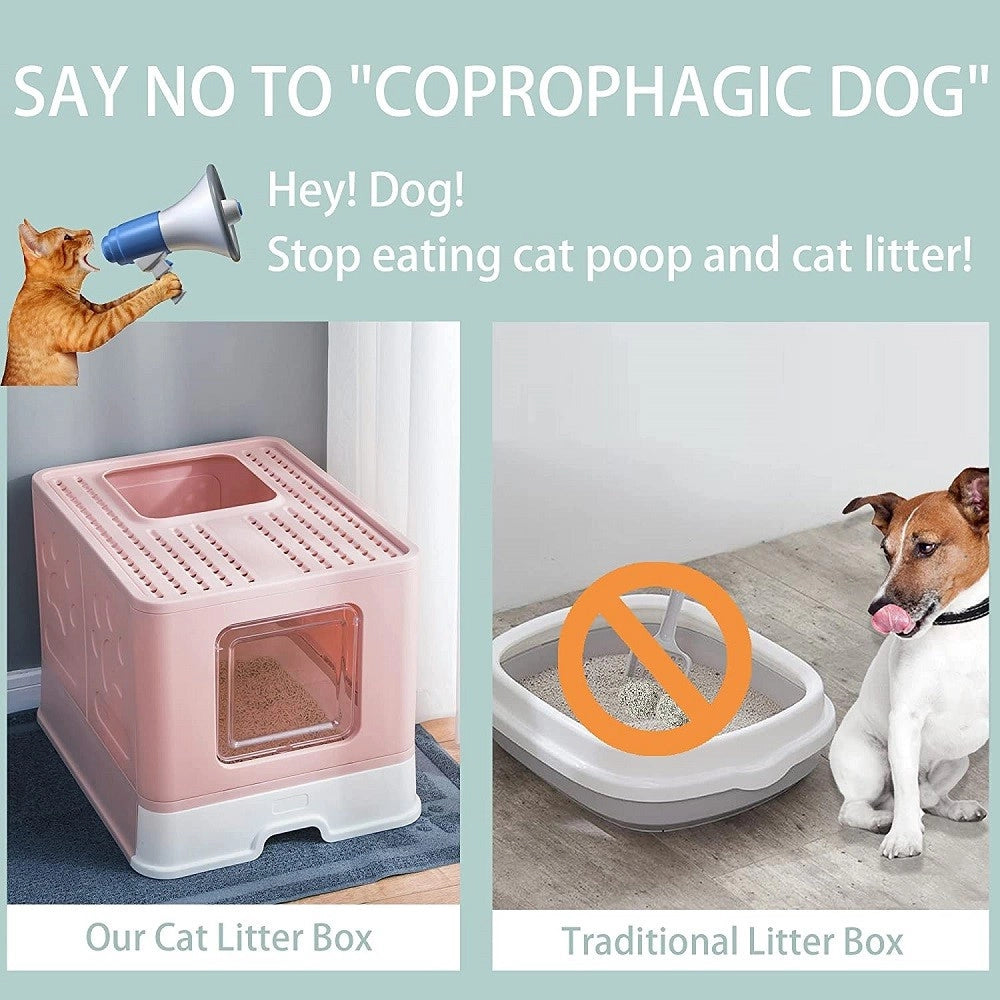 Trade Shop - Lettiera Per Gatti Con Ingresso Dall'alto Coperchio Toilette Paletta In Plastica -
