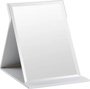 Specchio da viaggio pieghevole con fodero in PU pelle - 125 x 17 cm - specchio da viaggio portatile con stand con specchio per make-up per ufficio e campeggio