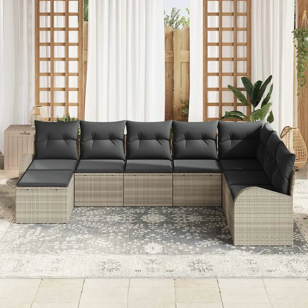 Set di divani con cuscino 8 pcs Grigio chiaro polyrattan 3354831