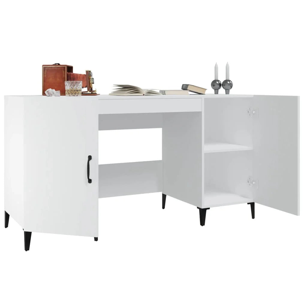 Scrivania tavolo postazione di lavoro mobile per computer studio 140 x 50 x 75 cm legno ingegnerizzato bianco 02_0023515