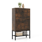 Scarpiera con 2 cassetti a ribalta 60 x 24 x 106 cm spazio flessibile e sicuro stile rustico legno ingegnerizzato marrone 20_0012822