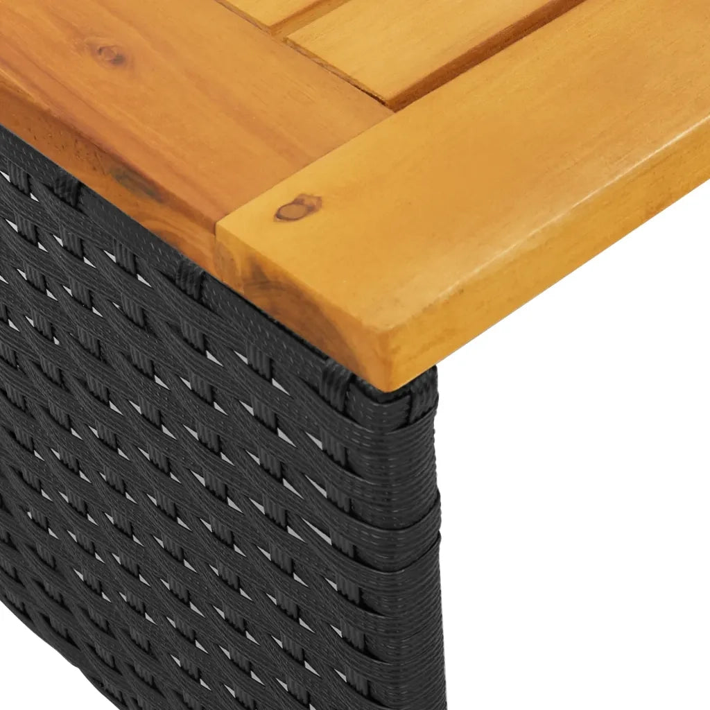 Divano da Giardino con Tavolo e Cuscini a L Nero in Polyrattan 365581