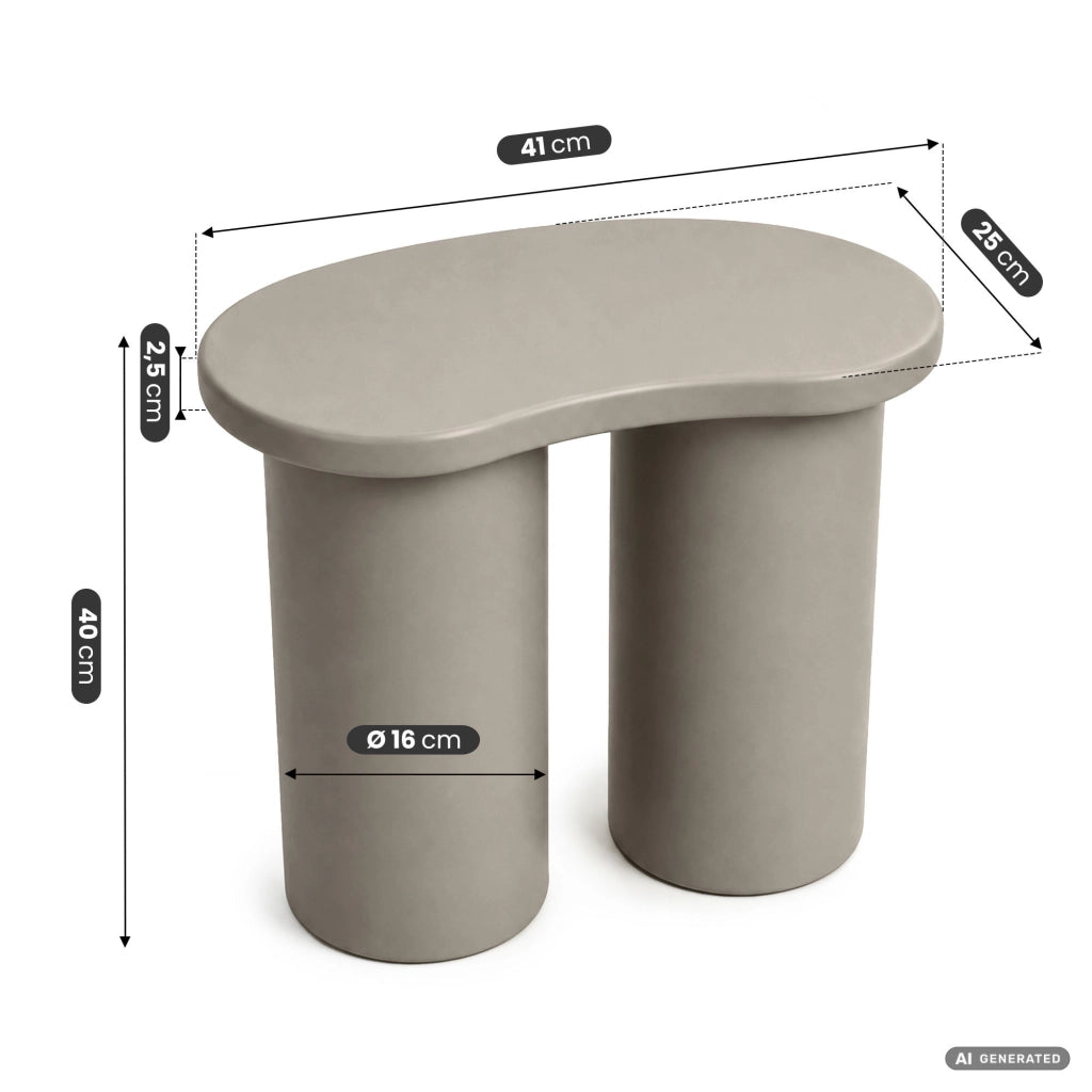 Tavolino da salotto moderno CUBE 41 cm grigio con doppia base cilindrica
