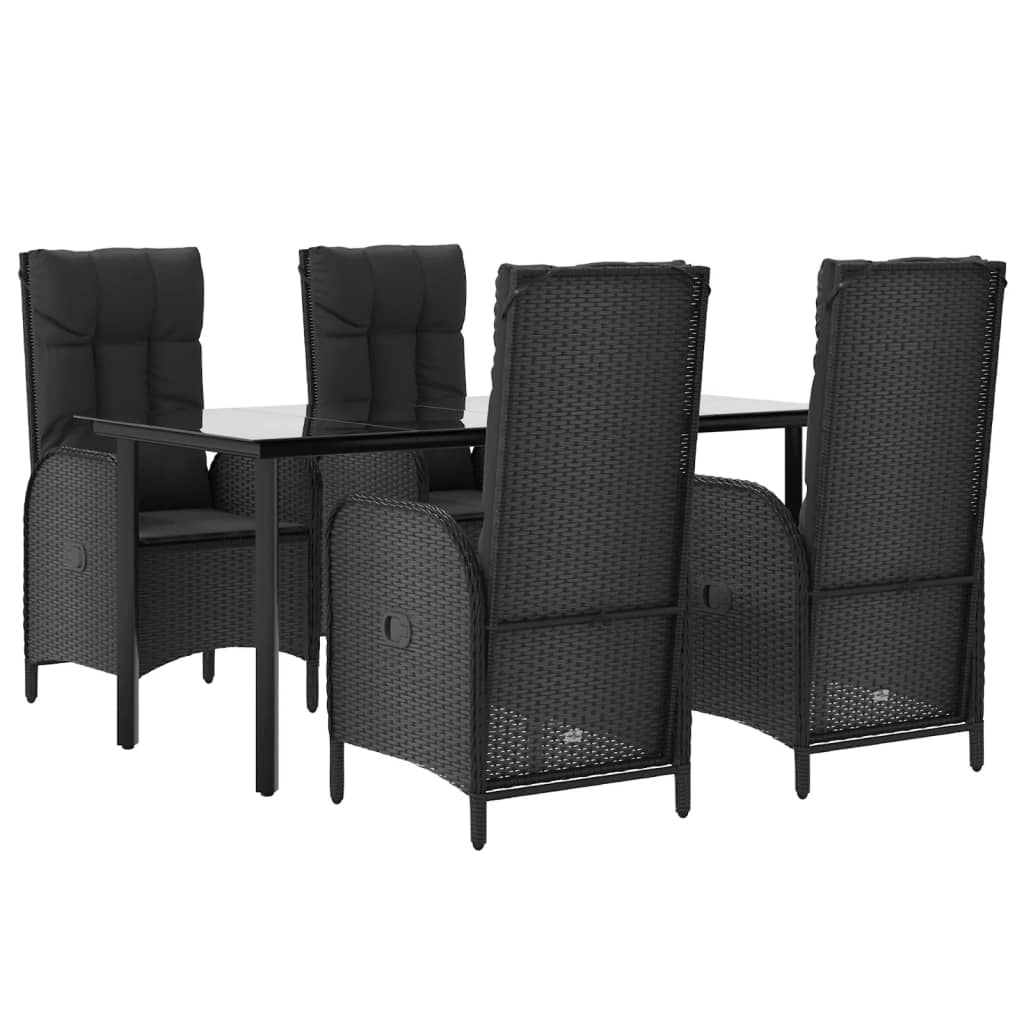 Set da pranzo da giardino in vimini di resina nera da 5 pezzi e cuscini 02_0014866