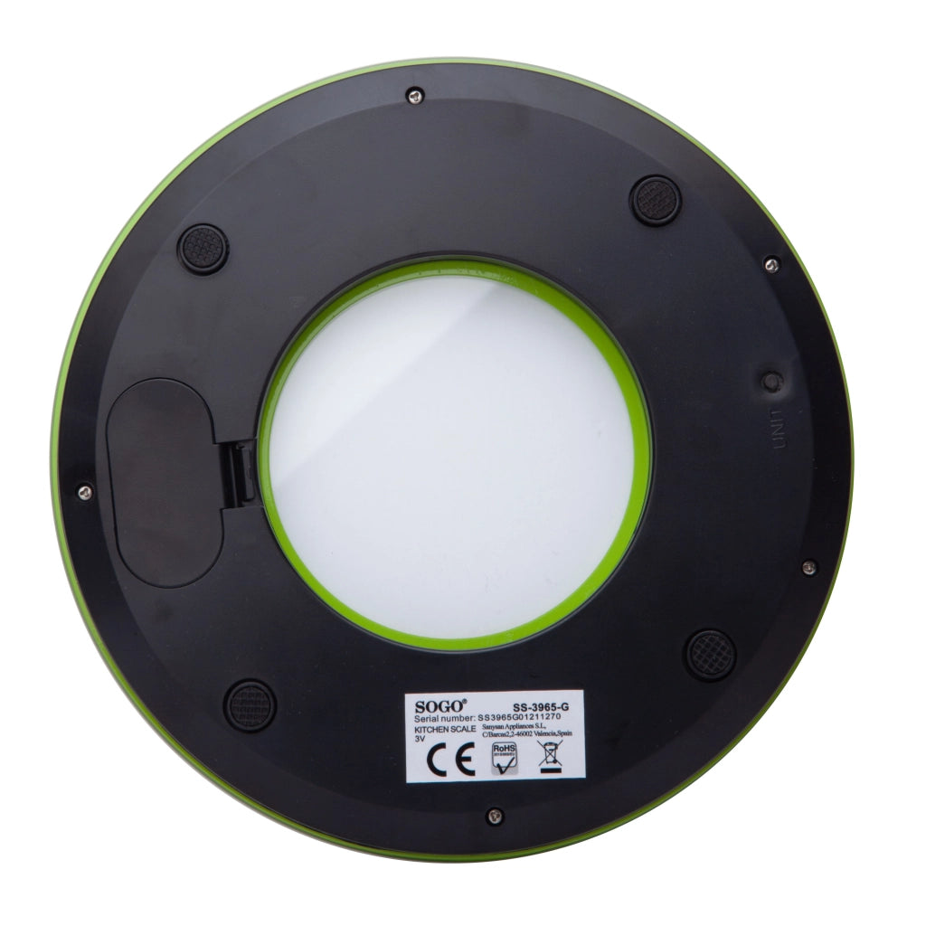 Bilancia da cucina digitale con display LCD, capacità 5kg graduazione 1g, corpo vetro colorato verde - SOGO