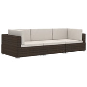 Set Divani da Giardino 3 pz | Set Salotto da Giardino con Cuscini in Polyrattan Marrone