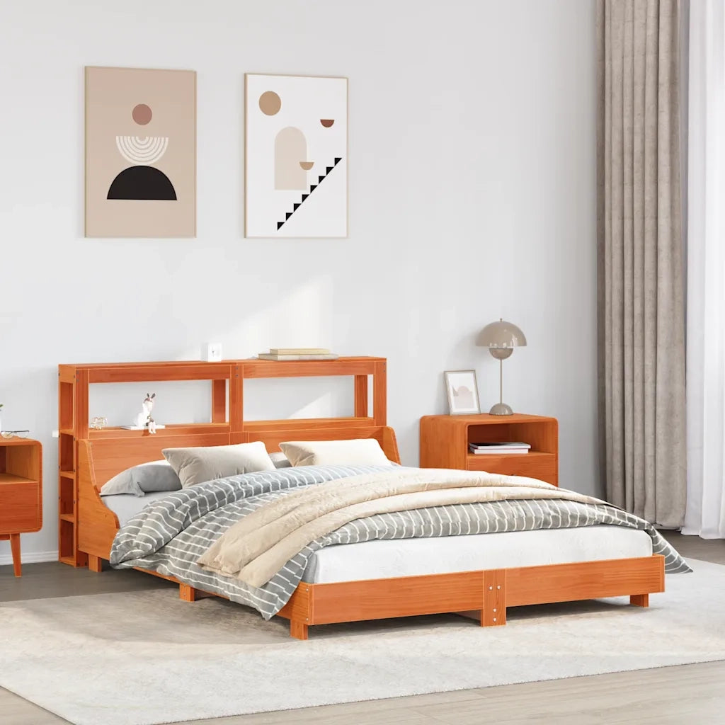 Letto senza Materasso Marrone Cera 140x190 cm in Legno di Pino