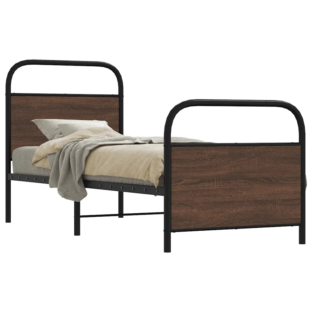 Letto singolo | Letto per adulti | Giroletto senza Materasso Rovere Marrone 80x200cm in Truciolato