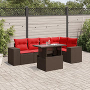 Set Divani da Giardino 6 pz con Cuscini Marrone in Polyrattan 3269154