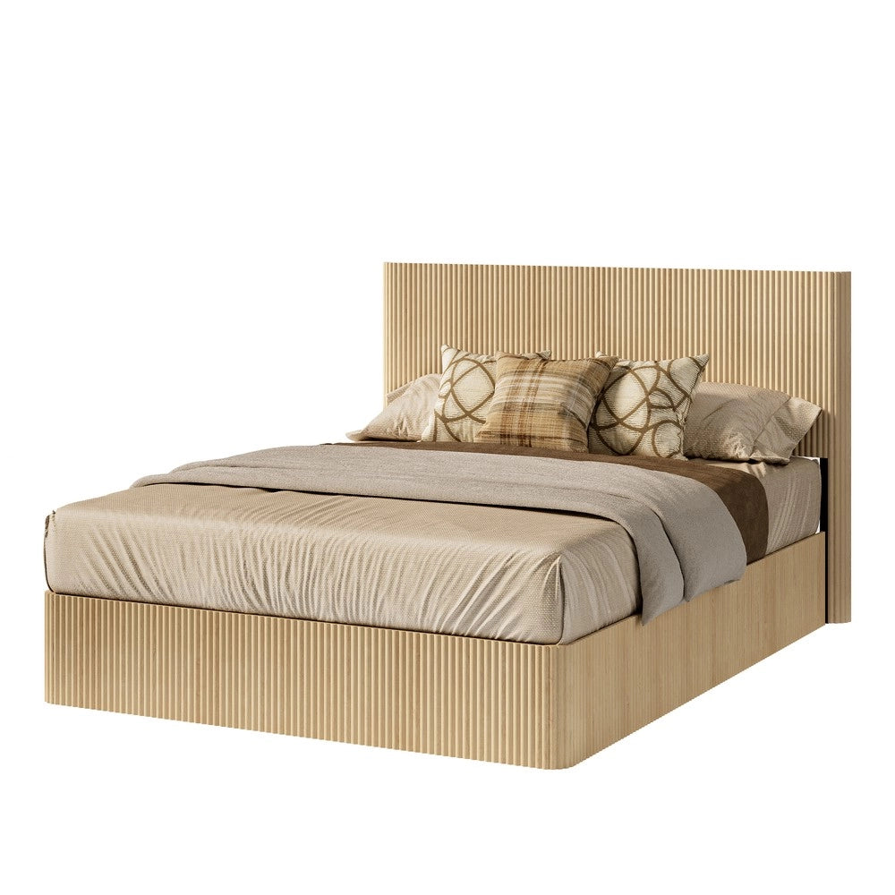Letto Contenitore con Sollevamento Idraulico ¨C Xylo ¨C Rovere Chiaro, Doghe Massello, 160x200