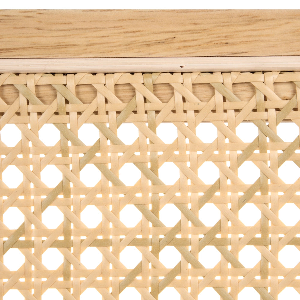 Set di 2 sedie da pranzo in legno chiaro e rattan naturale Gambe d'argento a sbalzo Design retrò senza braccioli