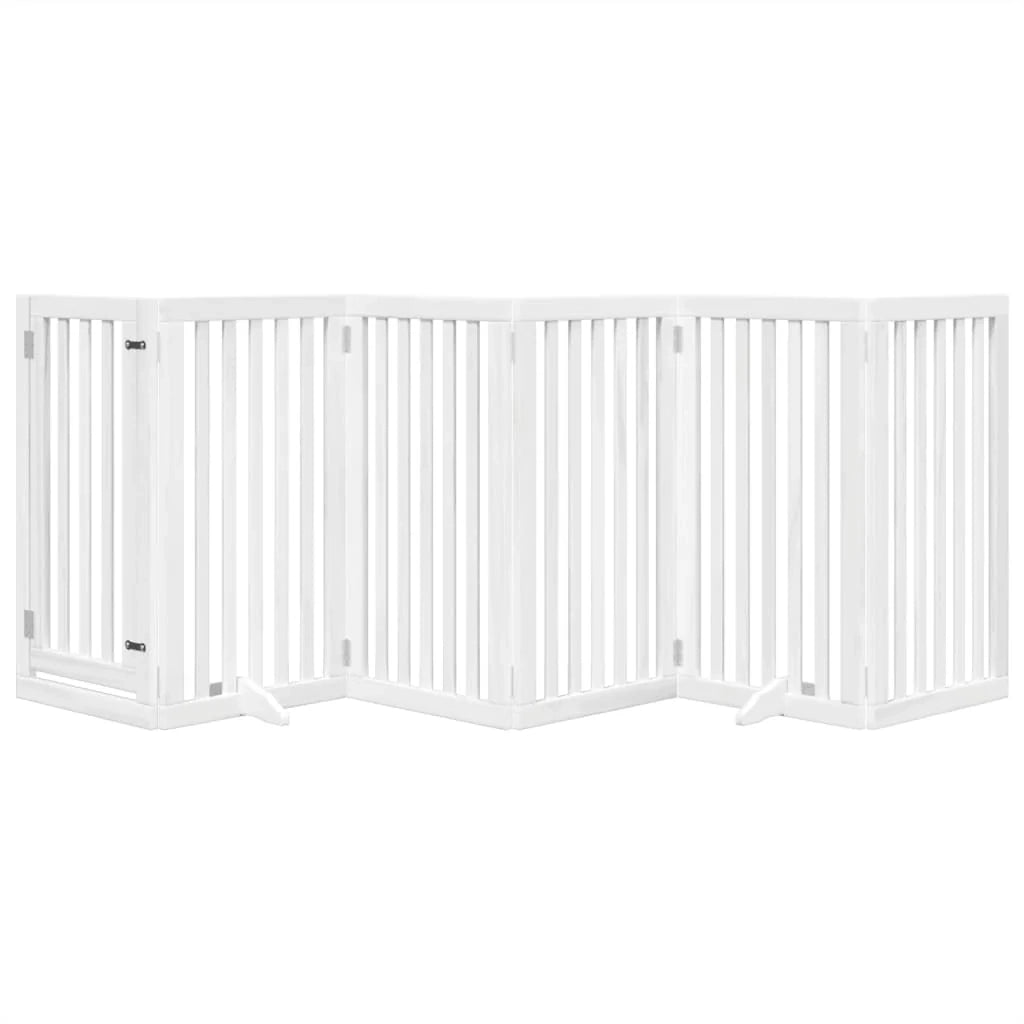 Cancelletto e porta di sicurezza per animali domestici 6 pannelli legno di pioppo bianco 02_0023355