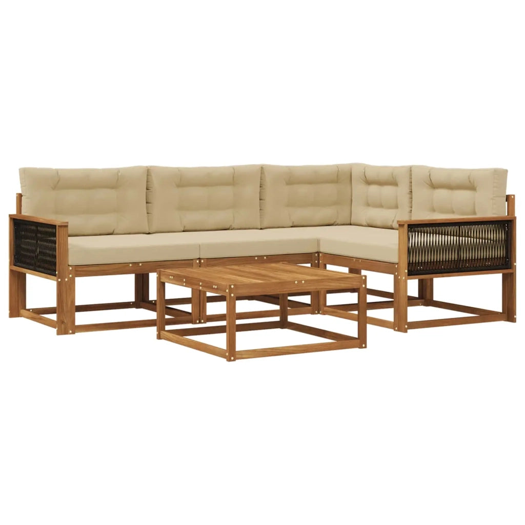 Set di divani da esterno con cuscino 5 pcs Naturale e Beige