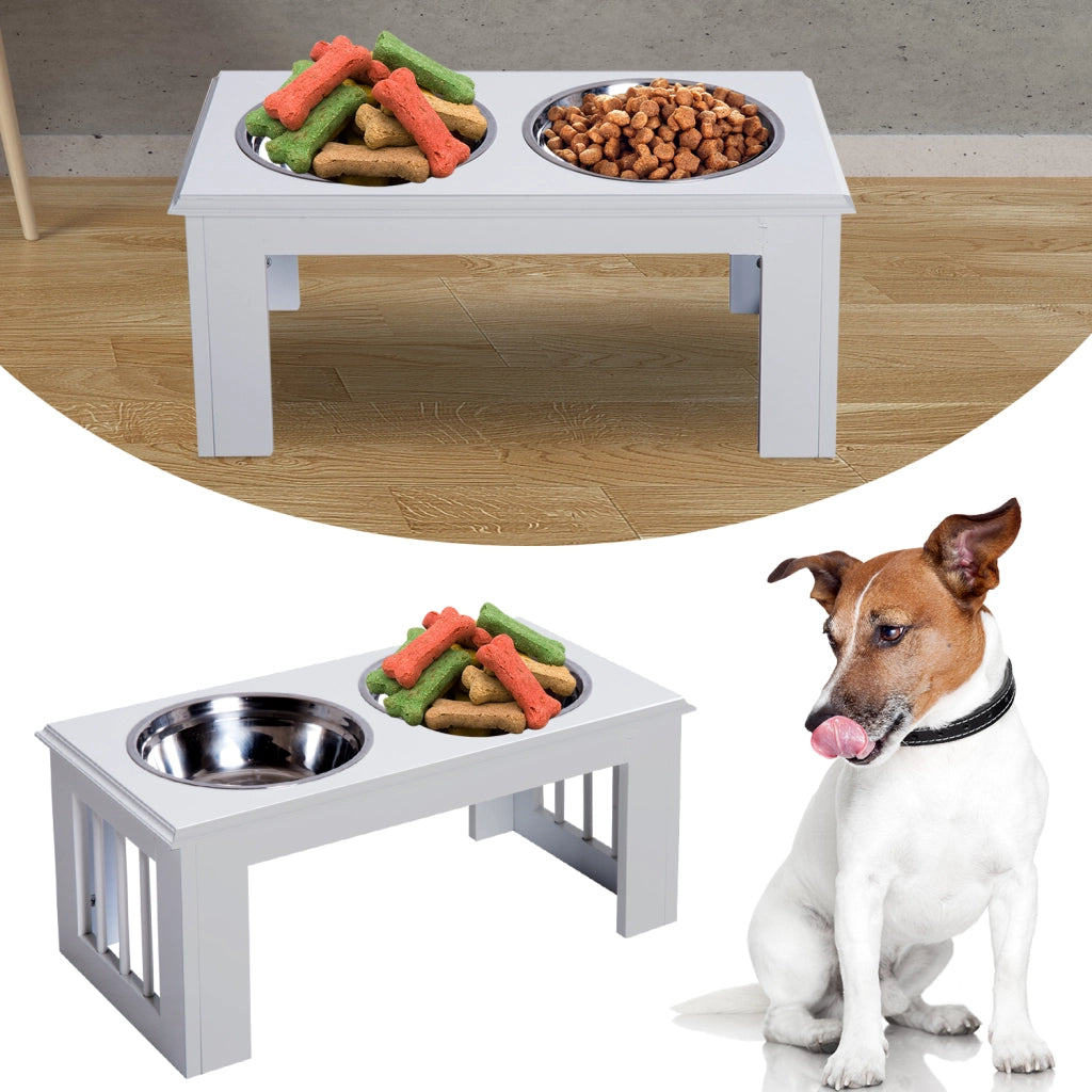Stazione Cibo per Cani ¨C zephmum ¨C Bianco, Plastica, 58.4x30.5x25.4cm