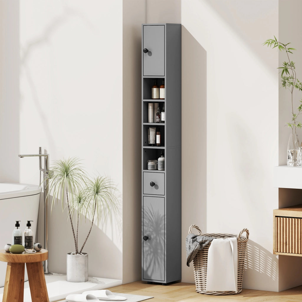 Mobile Bagno ¨C zephmum ¨C Grigio, Truciolato, 60x30x180 cm