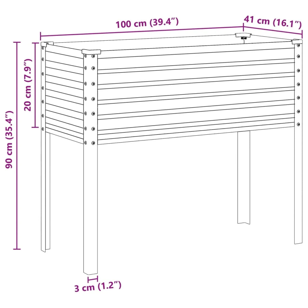 Fioriera rialzata per piante fiori terrazza giardino 100 x 41 x 90 cm acciaio resistente alle intemperie marrone 02_0037276