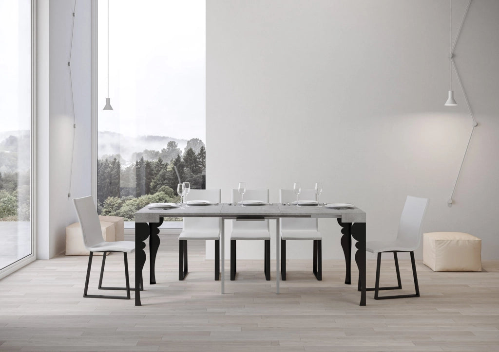Consolle allungabile 90x40/300 cm Paxor Cemento telaio Antracite
